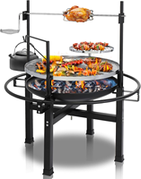 Grilles de cuisson pivotantes réglables en fer avec revêtement en poudre pour barbecue en plein air, patio, pique-niques, fêtes - Foyer à bois
