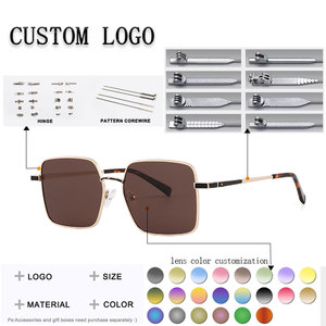 Unisex Rectangle Sunglasses Full Rim Metal Frame Green Lenses UV400 Protection Beach Customized Brand Outdoor Activities Adult - Product Image 2