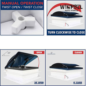 พัดลมระบายอากาศบนหลังคา WINFULL 12V รุ่นใหม่ พร้อมไฟ LED ปรับระดับด้วยมือ ยกขึ้นลงได้ สำหรับรถบ้าน - Product Image 6