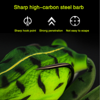 Leurre souple artificiel RYOBI SIMULATED TEMPTATION FROG pour la pêche en eau salée, résistant aux morsures, à la casse et à la déchirure, avec ardillon en acier à haute teneur en carbone