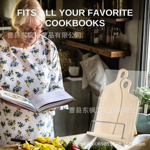 Wooden Kitchen Recipe Rack Solid Wood <b>Desktop</b> Adjustable Recipe Holder Countertop Storage <b>Shelf</b> For Cooking - Product Image 3