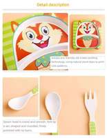 Ensemble de bols et assiettes carrées en mélamine et fibre de bambou, durables et à thème dessin animé, pour les repas des enfants