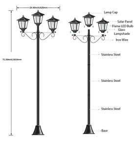 OEM ODM Fábrica Personalizada al aire libre con energía <span class=keywords><strong>solar</strong></span> <span class=keywords><strong>Linterna</strong></span> impermeable Villa jardín decoraciones iluminación <span class=keywords><strong>solar</strong></span> entrada luces - Product Image 3