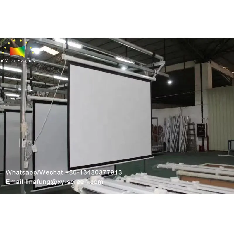 XY Screen Fast Shipping Big Cinema Motorized Projection Screen 60-120 Inch Matt White 3D Projector Electric Screen With Remote