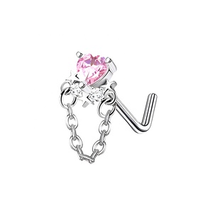 Venta al por mayor de acero inoxidable circón labio Pin nariz anillos Stud moda L <span class=keywords><strong>Bar</strong></span> CZ colgante nariz Stud cuerpo Piercing joyería - Product Image 5