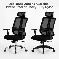 Chaise de bureau ergonomique moderne pivotante en maille rafraîchissante, chaise de bureau ergonomique en nylon noir avec fonction de refroidissement, hauteur réglable