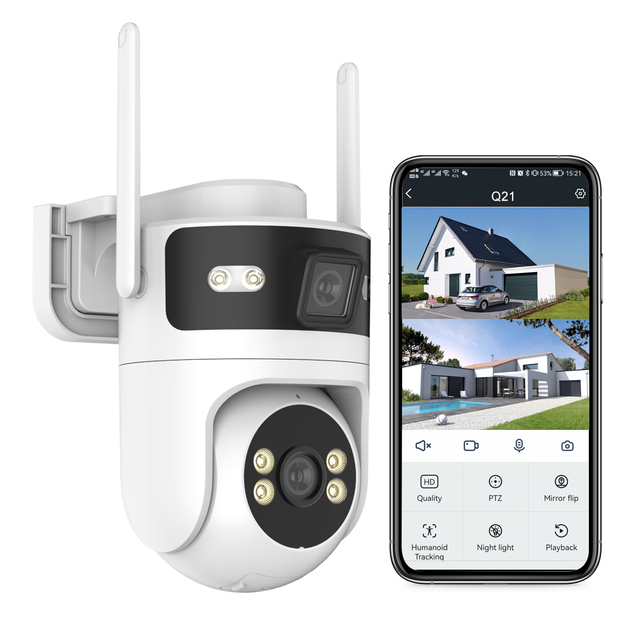 2MP WIFI Dual Lens IP Surveillance PTZ Camera Outdoor Wireless Human Detection Two Way Audio Security Cctv Camera