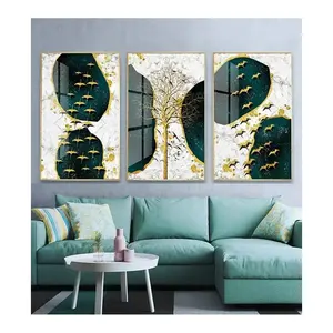 YUCHONG Abstract Crystal Porcelain Painting Scenery Tree Wall Art Decorative Paintings Living Room Wall Decor