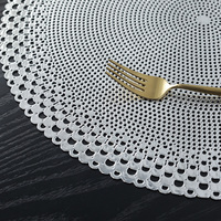 Tapis de cuisine et de salle à manger rond, réutilisable, écologique, en PVC antidérapant, isolant thermique, design européen, décorations creuses argentées pour la maison