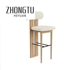 Tabourets de Bar d'Hôtel Modernes, Chaise Hippo de Bar en <span class=keywords><strong>Bois</strong></span> Massif pour Salle à Manger, <span class=keywords><strong>Tabouret</strong></span> Haut de Comptoir Rembourré en Cuir <span class=keywords><strong>Noir</strong></span> pour <span class=keywords><strong>Cuisine</strong></span> - Product Image 6