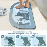 Tapis de bain antidérapant en diatomite à séchage rapide, imprimé en 3D, style chinois, motif lapin, pour salle de bain