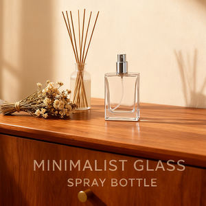 Botella de Perfume de Vidrio de Cristal Vacía, Recargable, de Lujo, Forma Cuadrada, 30ml 50ml 100ml - Product Image 2