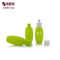 Flacon roll-on ovale personnalisé en plastique SRS avec interrupteur marche/arrêt, bille roulante en acier inoxydable, emballage vide pour parfum et huiles essentielles