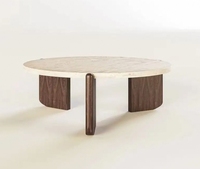Table basse en bois de luxe moderne de Style nordique côté simple en forme de terrazzo noyer pour salon meubles de maison personnalisables
