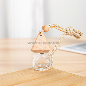 Ambientadores colgantes para coche, tapa de madera, rectángulo redondo, cuadrado, Perfume vacío para coche, botella difusora de caña de vidrio - Product Image 5