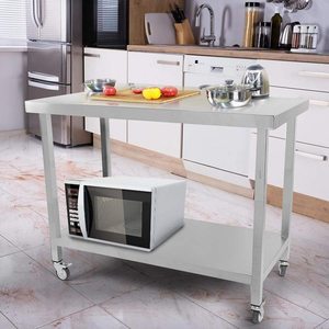 Fourniture d'usine <span class=keywords><strong>Table</strong></span> de travail en acier inoxydable <span class=keywords><strong>sur</strong></span> roues Cuisine <span class=keywords><strong>Table</strong></span> de travail robuste avec roues Banc de travail portable avec roues - Product Image 5