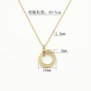 C Shaped Diamond Necklace For Women Gold Color Round Brilliant Cut Geometric Design Everyday Wear Titanium Steel Chain - Product Image 4