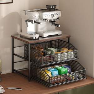 2-laags schuifbaar koffiepadlade onder de machine, organizer met metalen frame, antislipvoeten, OEM-logo - Product Image 2