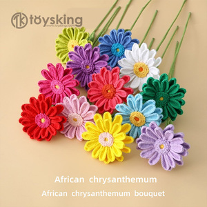 Grande fleur <span class=keywords><strong>de</strong></span> <span class=keywords><strong>Gerbera</strong></span> tissée branche <span class=keywords><strong>de</strong></span> chrysanthème africain double feuilles une est aussi très belle - Product Image 6