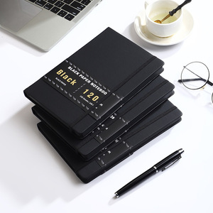 Trống OEM Tạp Chí cho các nghệ sĩ Heavyweight Đen máy tính xách tay Unlined trang handmade Album & Doodle cuốn sách 120gsm giấy góc tròn - Product Image 1