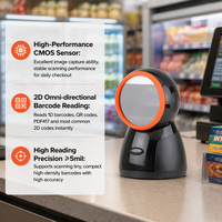 Escáner de Código QR de Escritorio con Escaneo Automático Omnidireccional, Lector de Códigos de Barras 1D y 2D para Puntos de Venta, Supermercados y Tiendas Minoristas