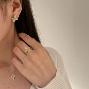 Dylam <b>Dainty</b> Rhodium 14K Gold Plated Tarnish Free 925 Silver 5A Zircon Flower Shape <b>RIngs</b> for Women Daily Wear Anniversary Gift - Product Image 2