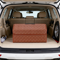 Organisateur de coffre de voiture en cuir PU, boîte de rangement pliable pour coffre de voiture avec fermeture Velcro C17