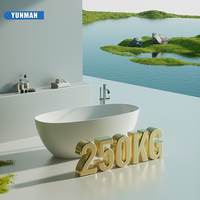 Baignoire autoportante rectangulaire en pierre artificielle blanc mat, design moderne inclus, idéale pour villa, hôtel, appartement