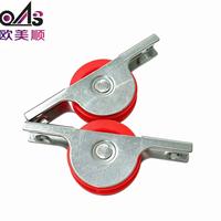 Poulie à rouleau unique résistante à l'usure, plaquée zinc, avec roue en nylon durable rouge abalone à double rainure pour fenêtre coulissante