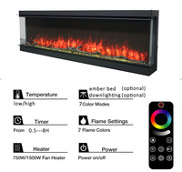 Cheminées électriques modernes haut de gamme de 30/40/50/60/70/80/90 pouces, RVB 8 couleurs, flammes à 3 faces, cheminée de décoration de salon