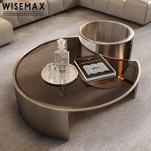 WISEMAX 가구 고급 홈 가구 강화 유리 커피 테이블 사무실 호텔 현대 반원 조합 커피 테이블 - Product Image 4