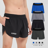 Poliéster Secado rápido Peso ligero Doble capa Deportes sin costuras Ropa atlética Entrenamiento de gimnasia Venta al por mayor Pantalones cortos para correr para hombres