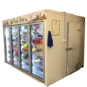 2-4 Degrees Efficient Air Cooling Display Door Upright Freezer 5m*3m*3 m Display Cold Room Walk-In Cooler Freezer With Glass