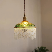 Lampe suspendue en verre et laiton de style vintage français médiéval, style antique pour chambre à coucher, restaurant, bar, couloir, entrée