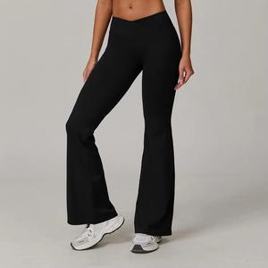 Fabricant-Fournisseur de vêtements de sport actifs, leggings de yoga évasés à taille haute, élastiques, rehausseurs de hanches, personnalisés, solides, légers, pour la salle de sport - Product Image 6