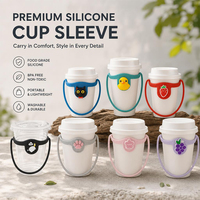 Manchon de tasse en silicone de qualité alimentaire avec poignée, porte-gobelet réutilisable, support portable pour boissons à emporter