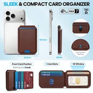 Portefeuille de <span class=keywords><strong>carte</strong></span> de crédit fin en cuir PU magnétique rétro avec blocage RFID, étui personnalisé avec logo pour iPhone - Product Image 2