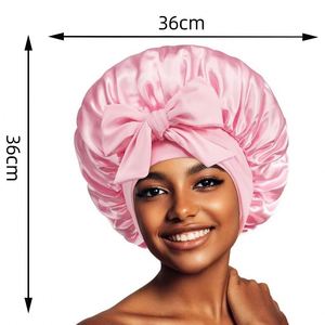 Custom Logo Large Braid Women Head Sleeping Bonnets Polyester Hair Wraps Bowknot Long Tie European-American Style - Product Image 2