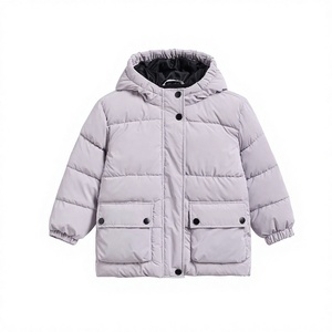Chaqueta Acolchada con Capucha Gris Claro, Unisex, Informal, para Invierno, Gruesa, con Relleno de Poliéster, Resistente al Viento, Corte Regular, Cierre de Botones - Product Image 1