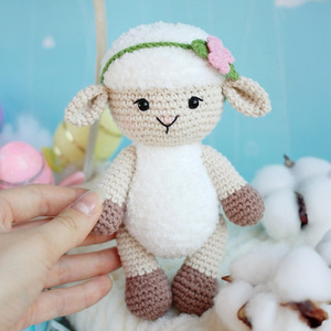 Hot Bán Tùy Chỉnh Động Vật Sang Trọng Đồ Chơi Làm Bằng Tay Mềm Cừu Đồ Chơi Cho Trang Trí Nội Thất Nhồi Bông Dệt Kim Cừu Búp Bê - Product Image 3