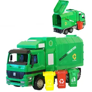 Caminhão de lixo automático de simulação alta, garrafa de lixo, levantamento, brinquedo verde, 2020