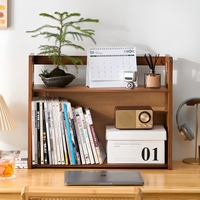 Étagère de bureau en bambou à 2 niveaux pour livres et magazines, organisateur de bureau pour la maison, le bureau, la chambre et l'étude
