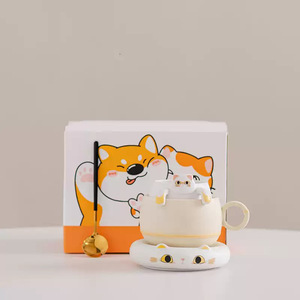 <b>Ceramic</b> Animal Mug With <b>Coaster</b> Office Cup Tea Coffee Drinkware Gift Set - Product Image 3