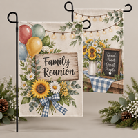 Drapeau de fête personnalisé, imprimé recto-verso, avec support métallique, pour jardin, pelouse extérieure, panneau de bienvenue pour fête de famille