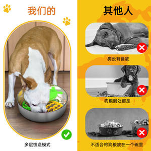 Tazón de Alimentación Lenta de Acero Inoxidable Npet para Perros y Gatos, Tazón para Comida de Mascotas con Diseño Antideslizante, Forma Redondeada, Color Plateado - Product Image 3