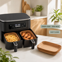 Aojia AJ-14 Doublures écologiques en papier FSC pour friteuse à air 8x5,5 po 100 pièces sans PFAS, qualité alimentaire, jetables, résistantes au four