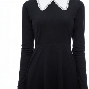 ชุดวันพุธแอดดัมส์สำหรับผู้หญิง ชุดเดรสแขนยาวสีดำคลาสสิกสำหรับงานปาร์ตี้ธีมคอสเพลย์วันฮาโลวีน - Product Image 6