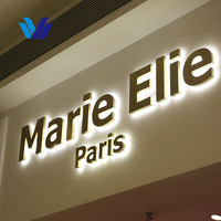 Lettres lumineuses LED 3D en acier inoxydable imperméables IP65 personnalisées Hongsen pour restaurants, bureaux, magasins, enseignes de devanture, couleur or