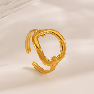 Anelli quadrati con struttura semplice anello cavo Versatile temperamento <span class=keywords><strong>femminile</strong></span> squisita galvanica gioielli in acciaio inossidabile - Product Image 3