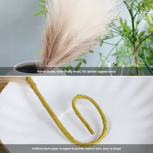 Herbe de la pampa réaliste à deux branches, faite à la main, décoration de mariage moderne, fleurs séchées en soie, roseaux artificiels transfrontaliers - Product Image 4